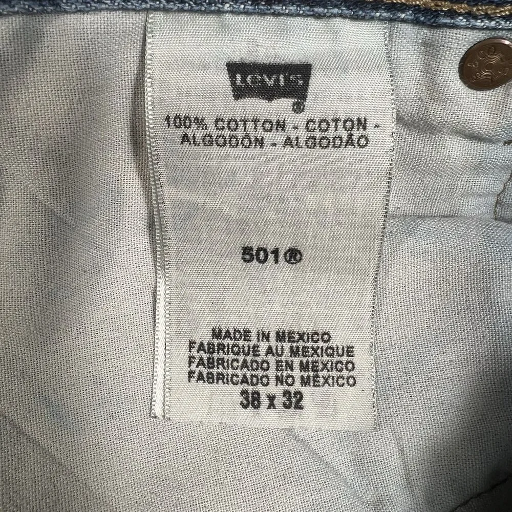 Levi’s 501 Jeans‎ Men’s 38x32 Blue Straight Leg Button Fly Grunge Y2K Skater